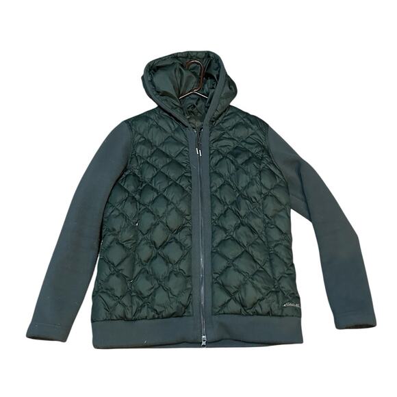 Eddie Bauer Down Jacket Women's X-Large Green Swiss Model Full Zip Parka Puffer - Picture 1 of 7